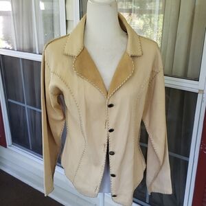 Vintage Southwestern Women's Tan Leather Buttery Soft Leather Jacket